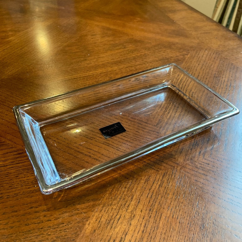 Venezia Glass Rectangular Tray Handcrafted with Real Silver 10" x 5.5"